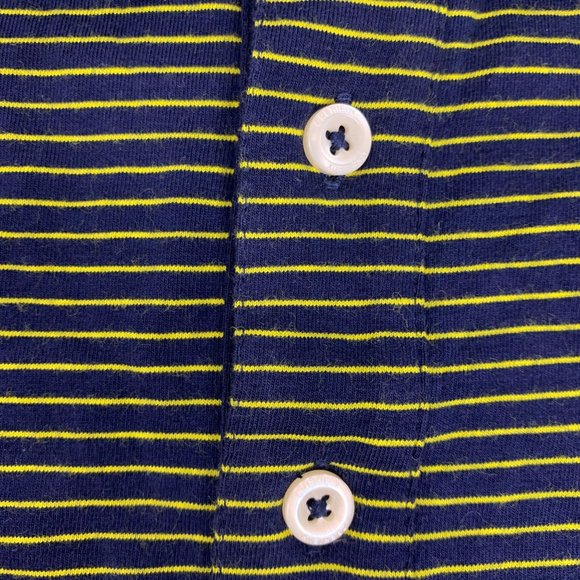Cremieux XL Polo Shirt Navy Striped Yellow Classics Short Sleeve - Picture 4 of 5
